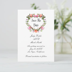 Monogram Romantic Ro Blommigt Hjärtat Spara datum Datumet