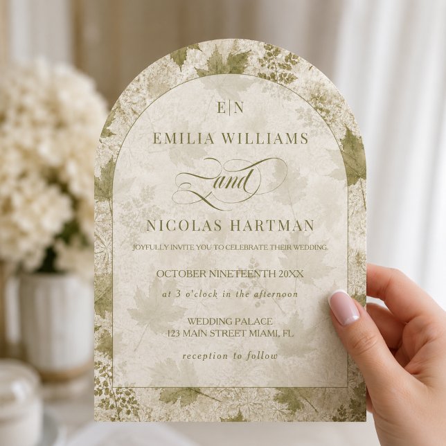 Monogram Romantisk SAGE Elfenben Bröllop Inbjudningar (Skapare uppladdad)