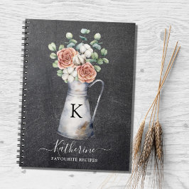 Monogram Ros Bomull Eukalyptus Kanne Svart Recept Anteckningsbok