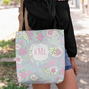 Monogram Rosa Anpassningsbar Snyggt Paisley Tygkasse