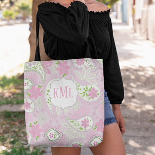 Monogram Rosa Anpassningsbar Söt Paisley Tygkasse