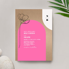 Monogram Rosa Arch Blommigt Bröllop Inbjudningar