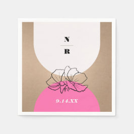 Monogram Rosa Arch Blommigt Bröllop Pappersservett