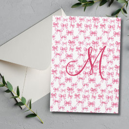 Monogram rosa båge Coquette estetisk brevpapper