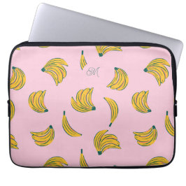 Monogram Rosa Banana Mönster Laptop Fodral