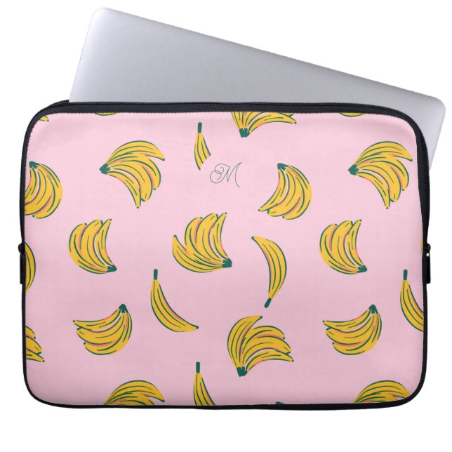Monogram Rosa Banana Mönster Laptop Fodral (Framsidan)