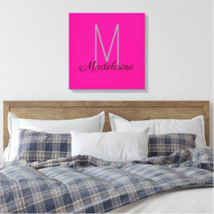Monogram Rosa Black Personal Elegant Canvastryck