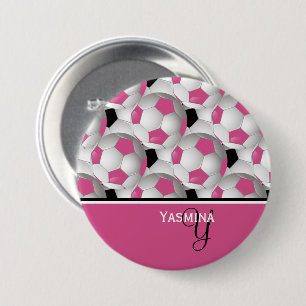 Monogram Rosa Black Soccer Ball Mönster Knapp