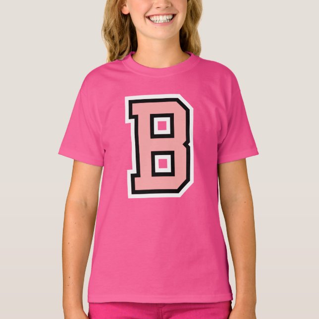Monogram Rosa Black White College, första B T Shirt (Framsida)