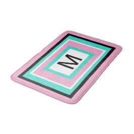 Monogram Rosa Blågrön Geometrisk Badrumsmatta
