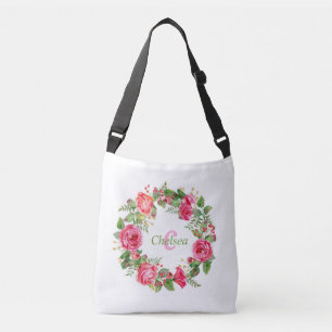 Monogram Rosa Blommig Bröllop Axelväska