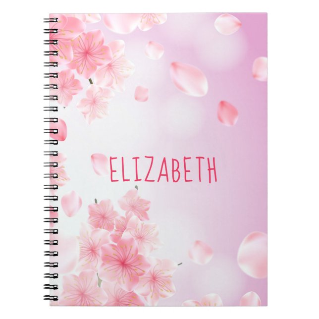 Monogram Rosa Blommig Feminint Dagboksblock Anteckningsbok (Framsidan)