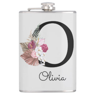 Monogram rosa blommig initial O Fickplunta