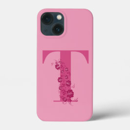 Monogram Rosa Blommigt Brev T iphone case