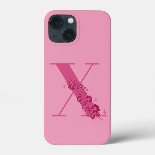 Monogram Rosa Blommigt Brev X iphone case (Baksida)