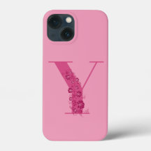 Monogram Rosa Blommigt Brev Y iphone case