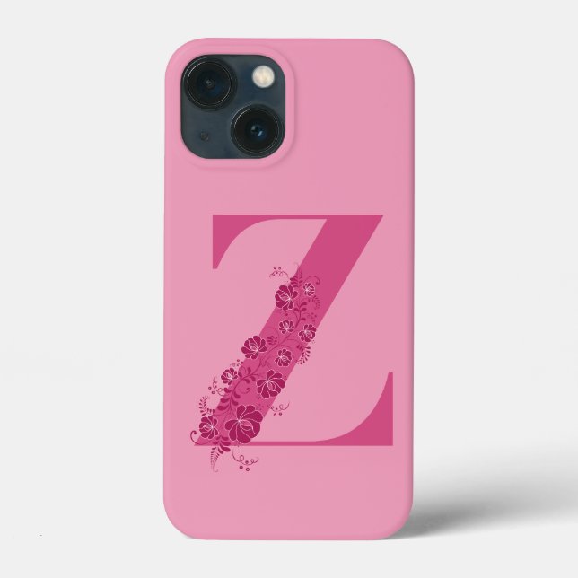 Monogram Rosa Blommigt Brev Z iphone case (Baksida)