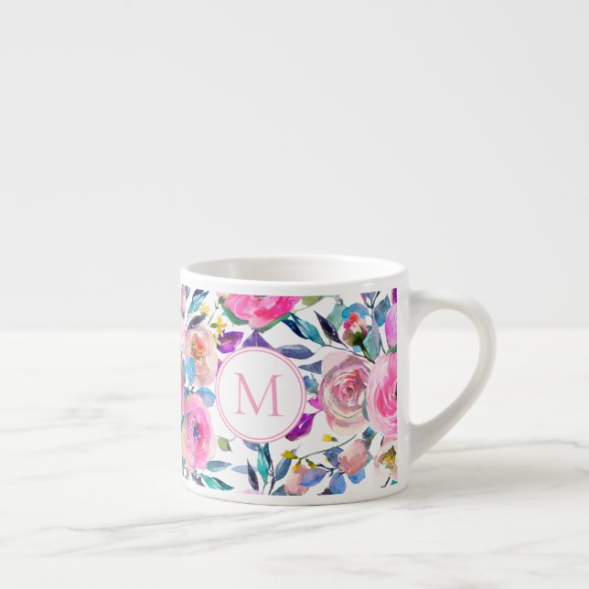 Monogram Rosa Blommigt Espressomugg (Höger)