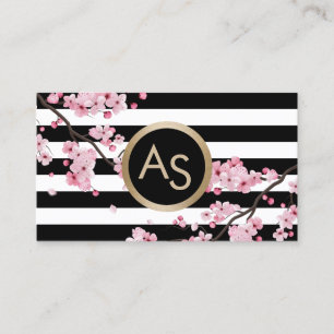Monogram Rosa Blommigt Modern Rand Beauty Salon Visitkort