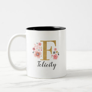 Monogram Rosa Blommigt Två-Tonad Mugg