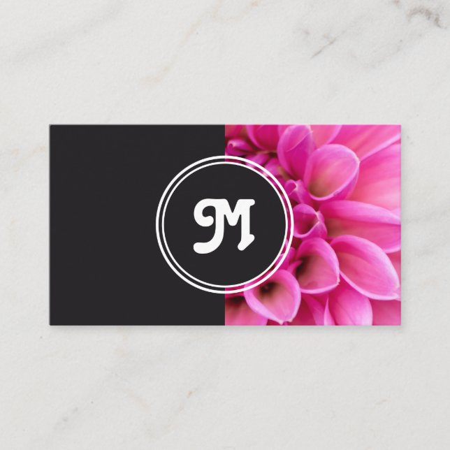 Monogram rosa Blommor florist bröllopsfixaren gråt Visitkort (Framsida)