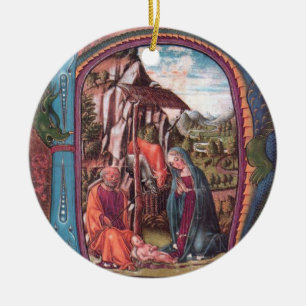 MONOGRAM Rosa Blue FÖR NATIVITY CHRISTMAS PARCHMEN Julgransprydnad Keramik