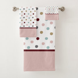 Monogram Rosa & Blue, Guld, Röda Polka dots