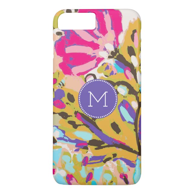 Monogram | Rosa Boho Blommigt I Case-Mate iPhone Skal (Baksida)