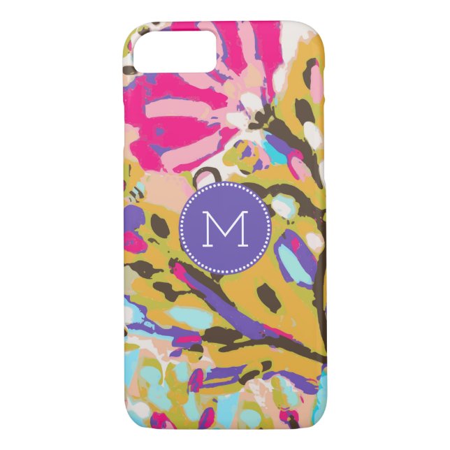 Monogram | Rosa Boho Blommigt I Case-Mate iPhone Skal (Baksida)