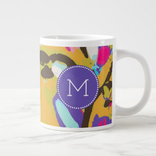 Monogram Rosa Boho Blommigt I Jumbo Mugg
