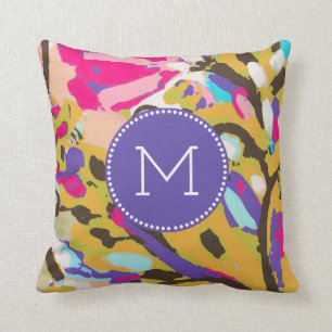 Monogram Rosa Boho Blommigt I Kudde