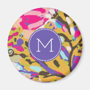 Monogram Rosa Boho Blommigt I Magnet