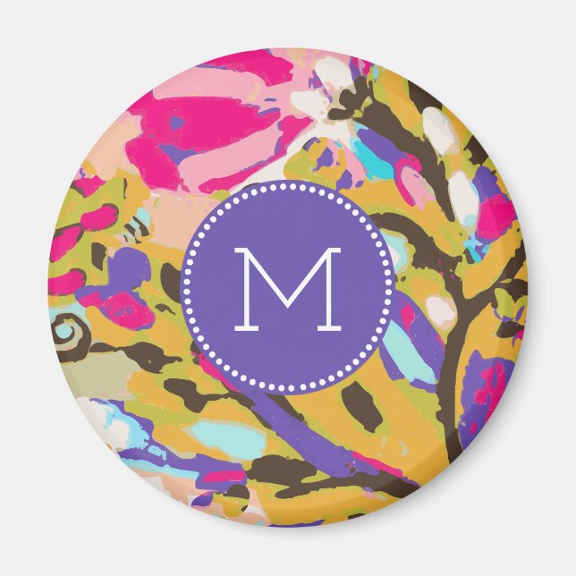Monogram | Rosa Boho Blommigt I Magnet (Framsidan)