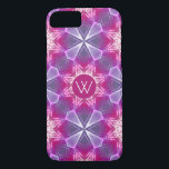Monogram Rosa Boho Mönster<br><div class="desc">Fodral har en söt rosa och lila kaleidoskop mönster. Anpassa den med ditt monogram.</div>