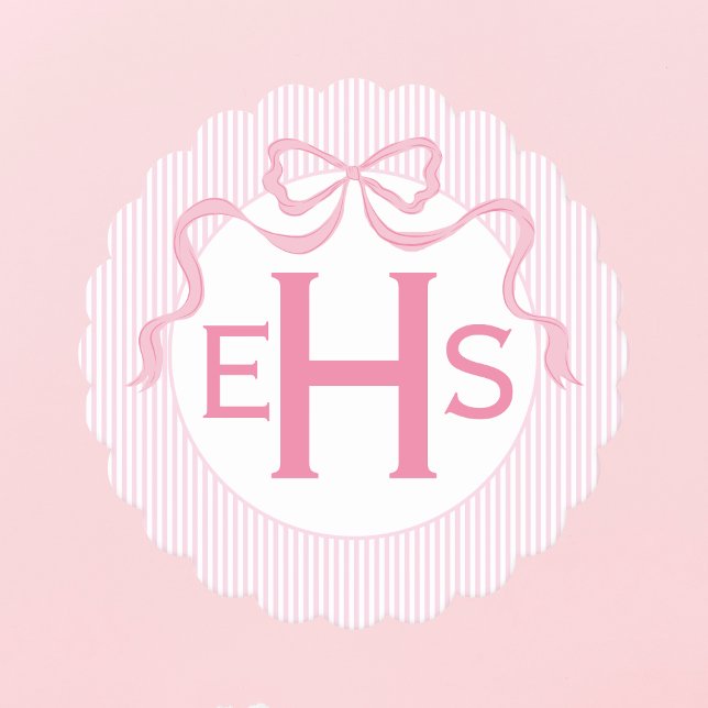 Monogram Rosa Bow, Anpassningsbar Ribbon Underlägg Papper (Skapare uppladdad)