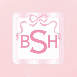 Monogram Rosa Bow, Anpassningsbar Ribbon Underlägg Papper Kvadrat