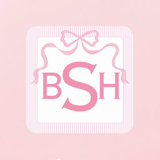 Monogram Rosa Bow, Anpassningsbar Ribbon Underlägg Papper Kvadrat