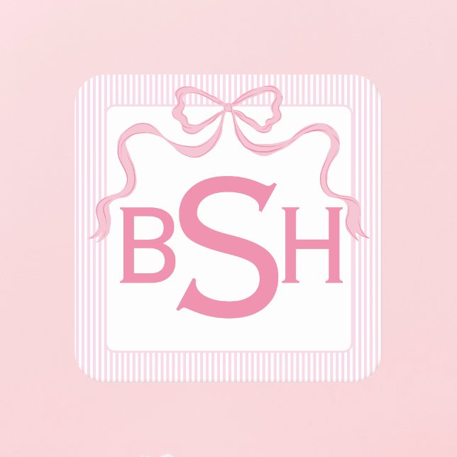 Monogram Rosa Bow, Anpassningsbar Ribbon Underlägg Papper Kvadrat (Skapare uppladdad)