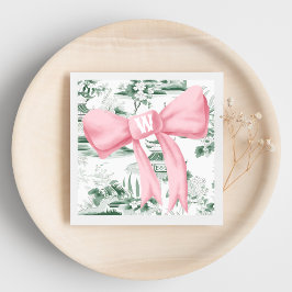 Monogram Rosa Bow Chinoiserie Preppy Napkin Pappersservett