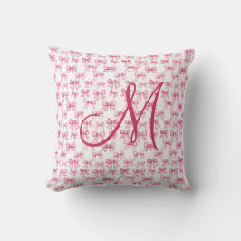 Monogram Rosa Bow Coquette Aesthetic Girls Kudde