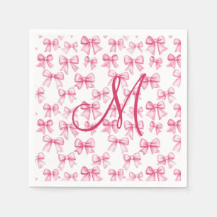 Monogram Rosa Bow Coquette Estetisk Bebis Shower  Pappersservett