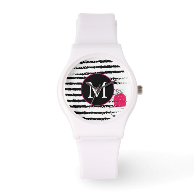 Monogram Rosa Cactus mönster Armbandsur (Framsida)