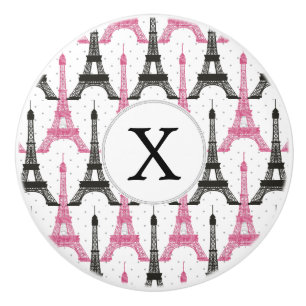 Monogram Rosa Chic Eiffel Torn Mönster Knopp