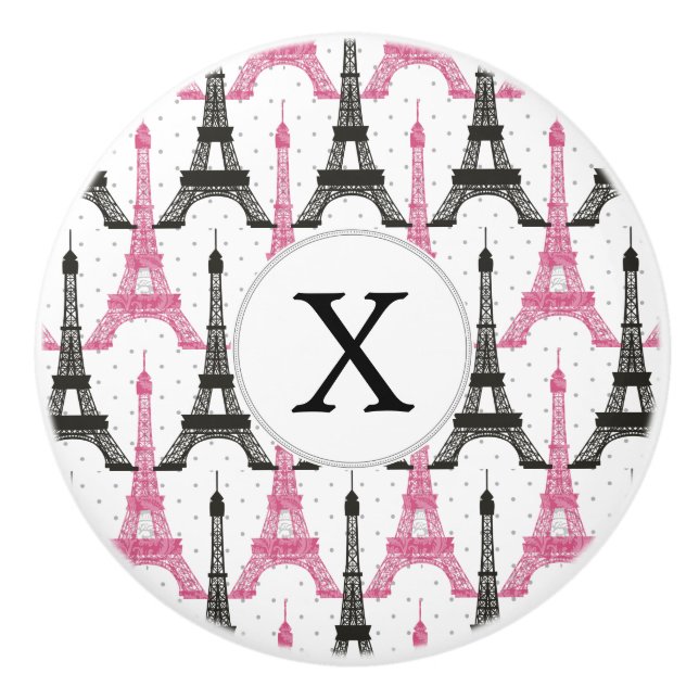Monogram Rosa Chic Eiffel Torn Mönster Knopp (Framsidan)