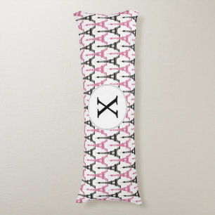 Monogram Rosa Chic Eiffel Torn Mönster Kroppskudde