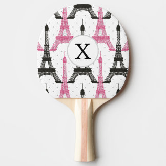 Monogram Rosa Chic Eiffel Torn Mönster Pingisracket