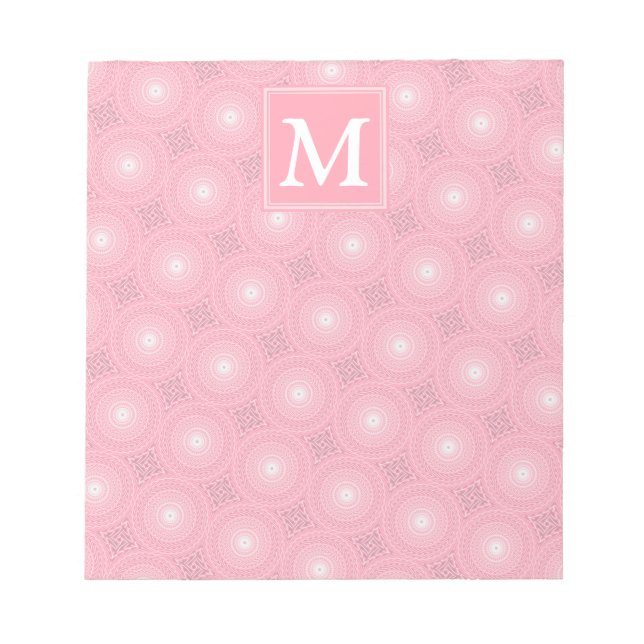 Monogram rosa circles mönster anteckningsblock (Framsida)