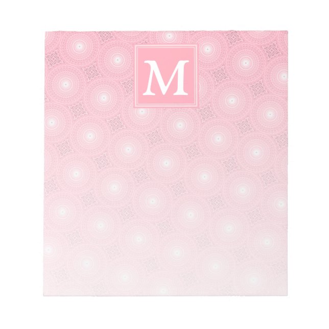 Monogram rosa circles mönster anteckningsblock (Framsida)