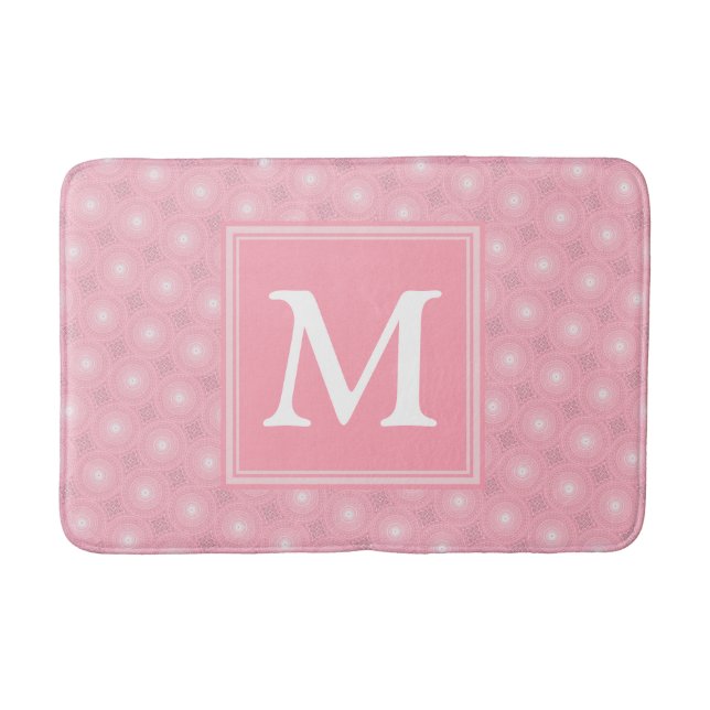 Monogram rosa circles mönster badrumsmatta (Framsidan)