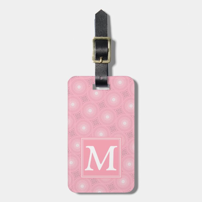 Monogram rosa circles mönster bagagebricka (Vertikal Framsida)